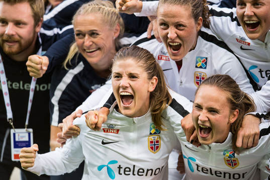 Maren Mjelde of Norway and Caroline Graham Hansen of Norway