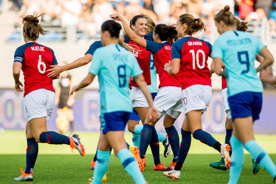 Ingrid Syrstad Engen of Norway celebrates