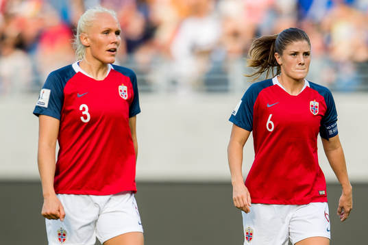 Maria Thorisdottir and Maren Mjelde of Norway