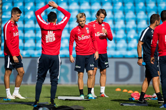 Markus Henriksen, Iver Fossum and Sander Berge of Norway