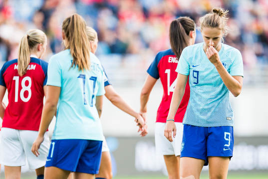 Isabell Herlovsen of Norway looks dejected