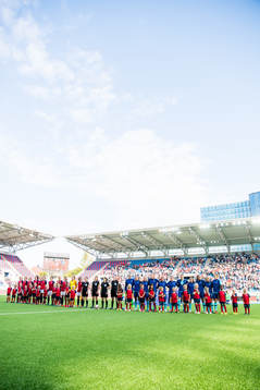 The line-up of the two teams