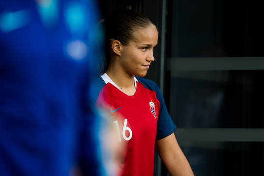 Guro Reiten of Norway enters the pitch