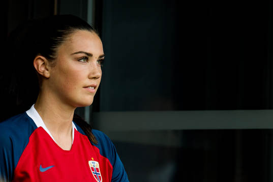 Ingrid Syrstad Engen of Norway enters the pitch