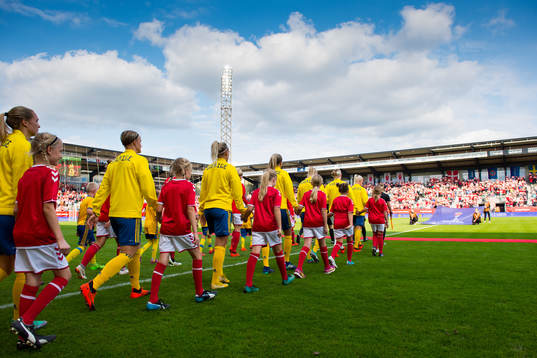 Sveriges spelare gör entré