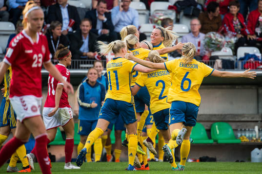Sveriges spelare jublar