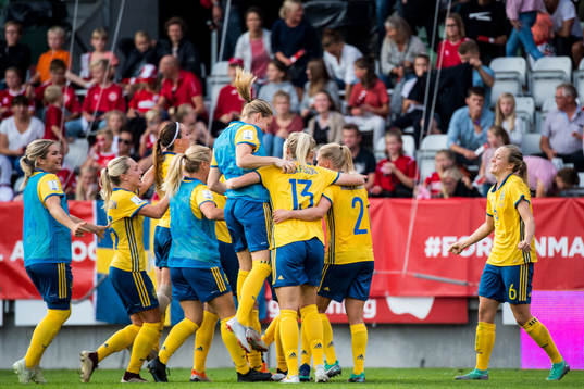 Sveriges spelare jublar