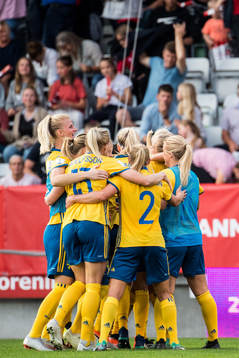 Sveriges spelare jublar