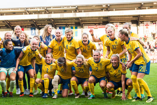 Sveriges spelare jublar