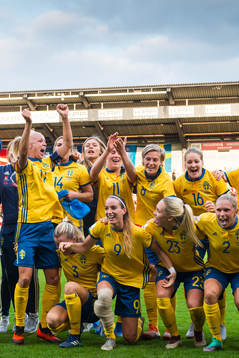 Sveriges spelare jublar