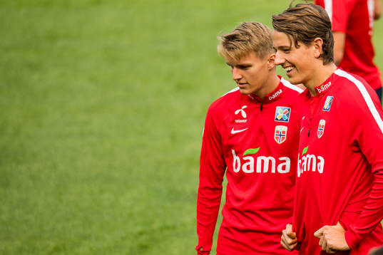 Martin Ødegaard and Sander Berge of Norway