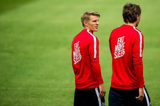 Martin Ødegaard and Sander Berge of Norway