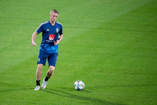 Sam Larsson of the Swedish national football team at a