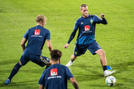 Oscar Hiljemark and John Guidetti of the Swedish national