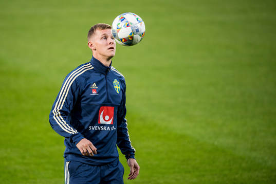 Emil Krafth of the Swedish national football team at a
