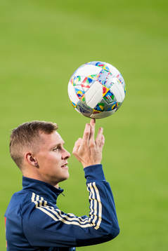 Emil Krafth of the Swedish national football team at a