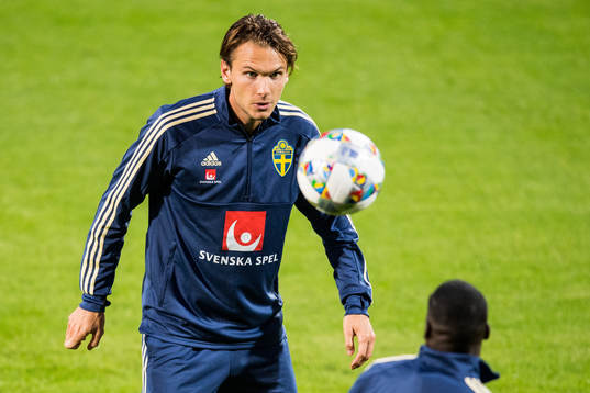 Albin Ekdal of the Swedish national football team at a