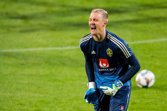 Goalkeeper Karl-Johan Johnsson of the Swedish national