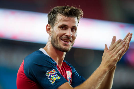 Håvard Nordtveit of Norway celebrates