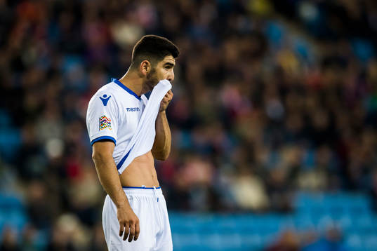 Ioannis Kousoulos of Cyprus looks dejected