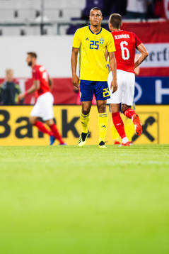 Robin Quaison of Sweden looks dejected