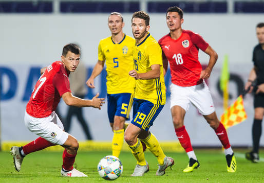 Stefan Lainer of Austria and Marcus Rohdén of Sweden