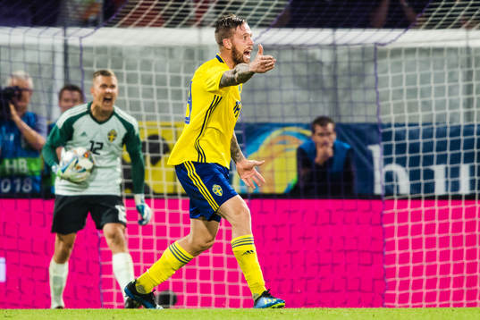 Pontus Jansson of Sweden reacts