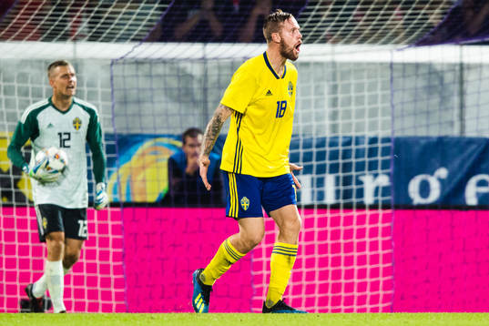 Pontus Jansson of Sweden reacts