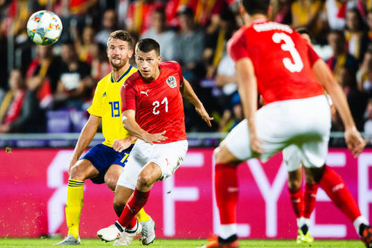 Marcus Rohdén of Sweden and Stefan Lainer of Austria