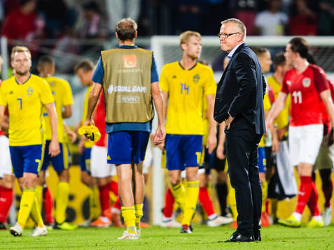 Head coach Janne Andersson of Sweden looks dejected