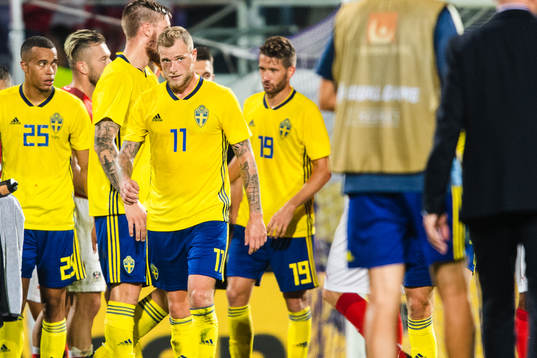 John Guidetti of Sweden looks dejected