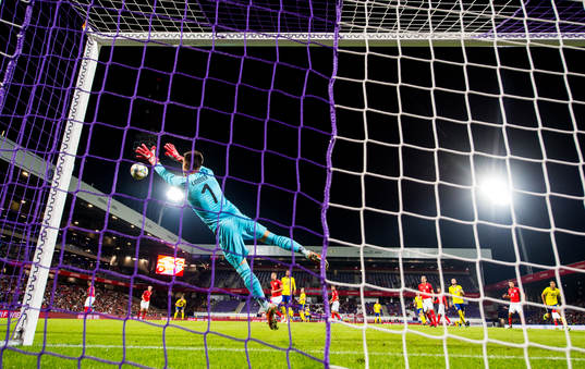Goalkeeper Heinz Lindner of Austria makes a save
