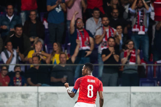 David Alaba of Austria celebrates scoring 2-0