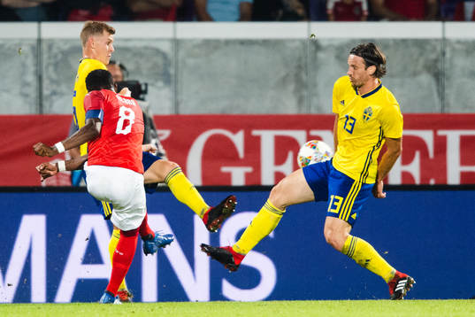 David Alaba of Austria scores 2-0 in competition with