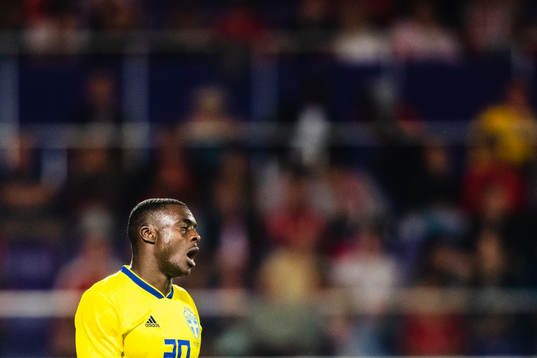 Ken Sema of Sweden looks dejected