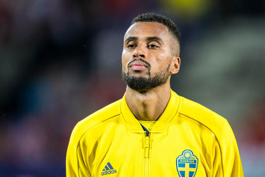 Isaac Kiese Thelin of Sweden prior the international