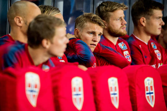 Martin Ødegaard of Norway at the bench
