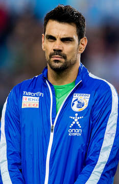 Goalkeeper Urko of Cyprus the Nations League match between