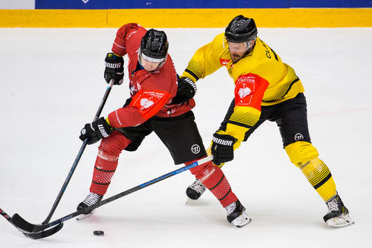Mattias Nörstebö of Frölunda and Matt Clark of Vienna