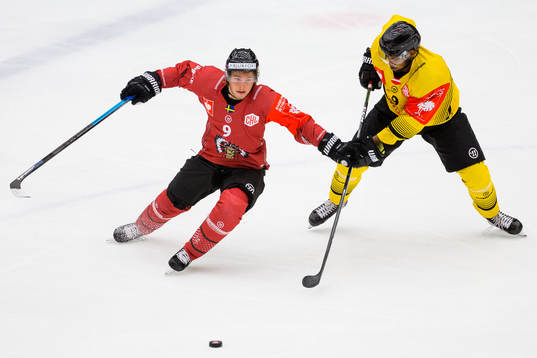 Tim Söderlund of Frölunda and Ali Wukovits of Vienna