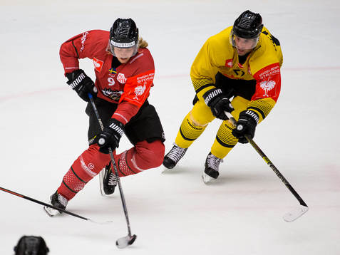 Tim Söderlund of Frölunda and Riley Holzapfel of Vienna