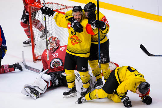Chris Desousa of Vienna celebrates scoring 0-3