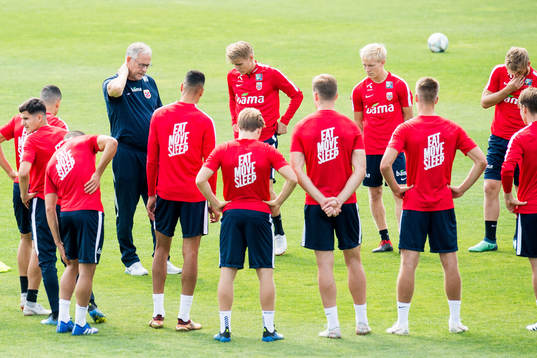 Lars Lagerbäck, head coach of Norway, Martin Ødegaard and