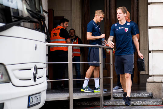 Martin Ødegaard and Stefan Johansen of Norway