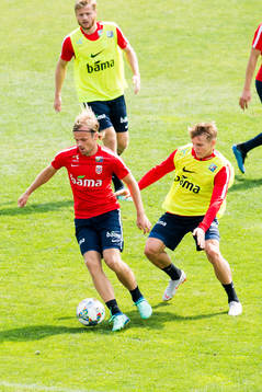 Iver Fossum, Fredrik Midtsjø and Martin Ødegaard of Norway