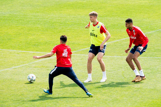 Kristoffer Ajer and Bjørn Maars Johnsen of Norway