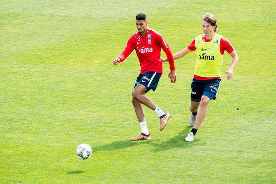 Bjørn Maars Johnsen and Sander Berge of Norway