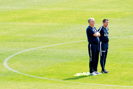 Lars Lagerbäck, head coach of Norway, and Per Joar Hansen,