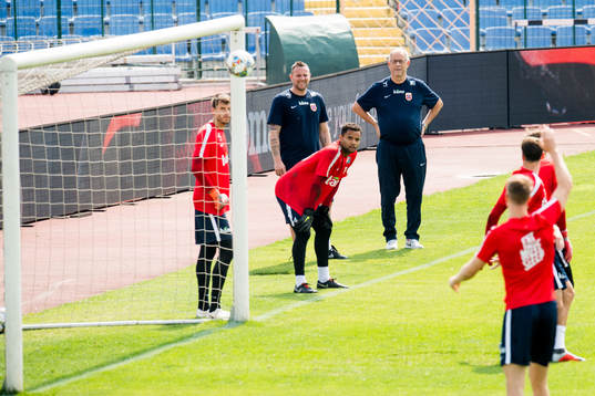 Goalkeeper Sten Grytebust and Lars Lagerbäck, head coach