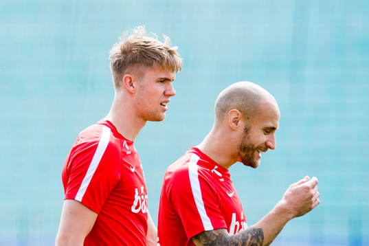 Kristoffer Ajer and Tore Reginiussen of Norway